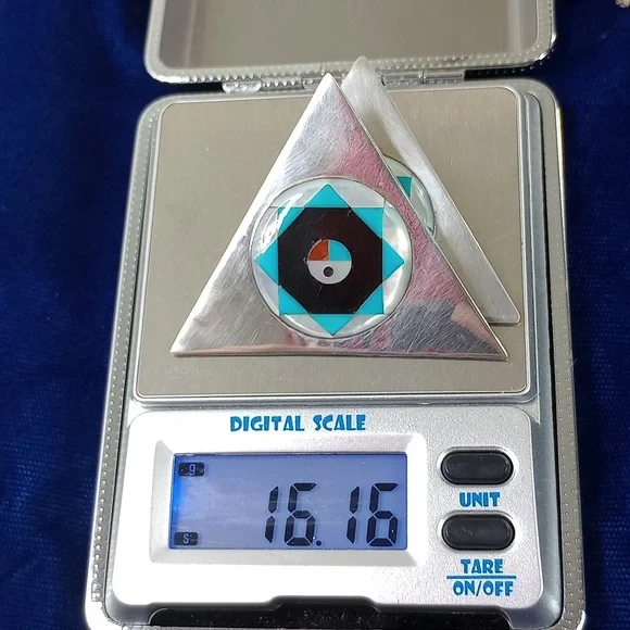 Vintage Zuni SunFace Turquoise, MOP , Onyx Inlay on Sterling Silver Earrings - Picture 14 of 16